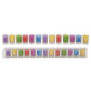 G.W. Geburtstags Kerzen Ambiente - 13er Set Teelichter im Glas, Aufschrift Happy Birthday,Geburtstags Kerze, toll jür jeden Kindergeburtstag