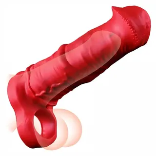 Kuaecr Penis Sleeve Pferd Dildo Penishülle mit Hodenring Männlich Penis Extender Silikon Horse Hohl Dildo Penismanschetten ​Erektionssteigerung Penisvergrößerung Cosplay Sexspielzeug Für Männer