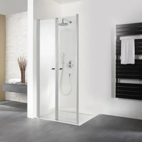 HSK Exklusiv Pendeltür für Seitenwand, Größe: 100 x 200 cm, Anschlag links, 410100-L-01-50, Duschkabine: Alu-silbermatt: ESG klar