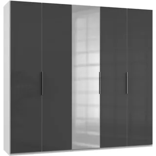 Level 250 x 236 x 58 cm weiß/Grauglas mit Glas- und Spiegeltüren