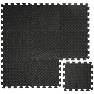 eyepower Fitnessmatte für Zuhause - 0,8 m2 Trainingsmatte - Home Gym Unterlage aus 9 Matten, 30 x 30 x 1 cm Bodenschutzmatte Sport und Gymnastik - EVA Bodenmatte schwarz