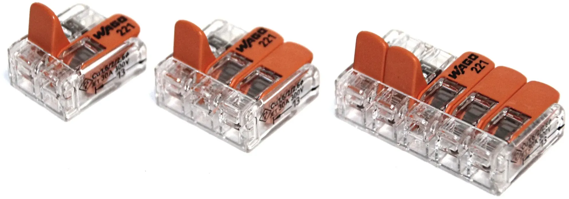 Wago 221-6 Klemmen SET 15x 221-612, 221-613, 221-615 - Kabel Draht Verbinder in der wiederverschließbaren Box - Original