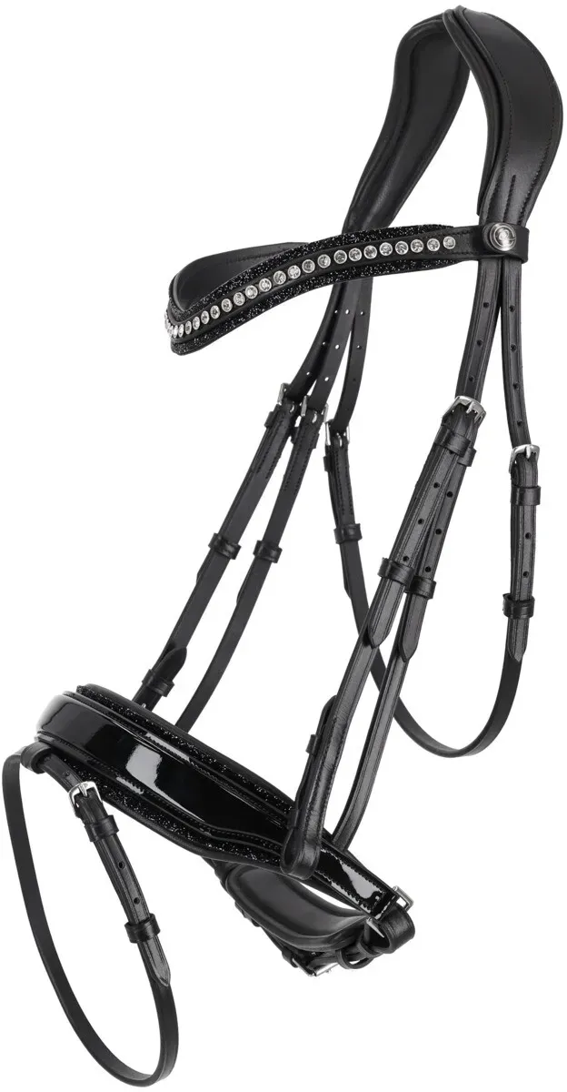 QHP Trense Skye anatomisch schwarz mit Glitzer , QHP_19_Gr.: Full