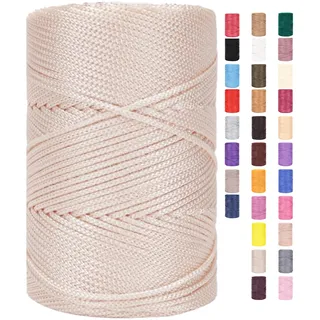 Makramee Garn 3mm X 225m Rope Zum Häkeln Taschen Baumwollschnur Polyester Bäckergarn Baumwollkordel Macrame Cord Baumwollgarn Baumwollfaden Geflochten Textilgarn Körbe Easy Yarn (10,1 Stück)