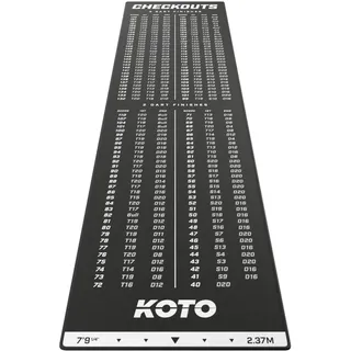 KOTO - Dartteppich Mit Abwurflinie Checkout Schwarz, 237x60cm Dartmatte, Mit Score-Indikation