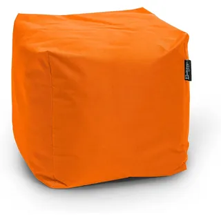 BuBiBag Sitzpouf für Outdoor Sitzsack, Fußhocker ideal für Gaming Sitzsäcke, Wetterfest, Outdoor Pouf (35x35x35cm, Orange)