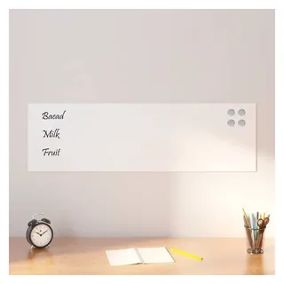 vidaXL Magnettafel Wandmontage Weiß 100x30 cm Hartglas