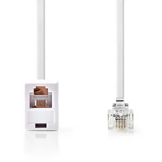 Nedis TCGL90205WT100 Telefonkabel, Telefon-Verlängerungskabel, Telefon-Verlängerungskabel, RJ11 Stecker, RJ11 Buchse, flexible Nutzung für Telefonverbindung weiß