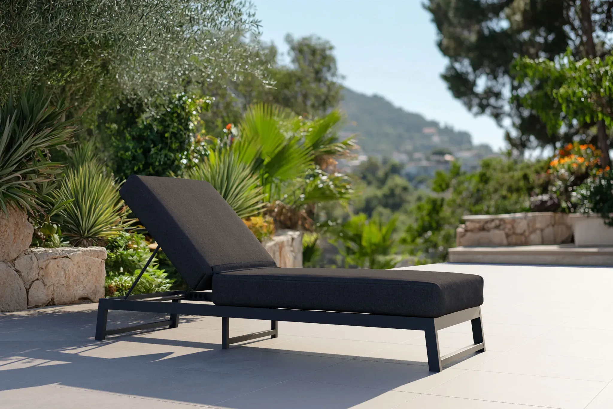 OUTFLEXX Allure Liege, Gartenliege, anthrazit, Aluminium und Polyester, 209 x 72 cm, schnelltrocknend, witterungsbeständig