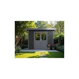 WPC Gartenhaus Linia 2828 inkl. Dachrinnen-Set, 2-farbig in Grau/Anthrazit 100€ Rabattcode
