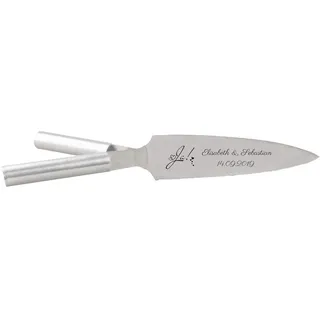 In Twees -Hochzeitstortenmesser mit 2 Griffen Edelstahl Tortenmesser Hochzeit NEU. inkl. Geschenkverpackung. Handgefertigt - Made in Germany seit 2009. Signatur Klinge einseitig Variante 1