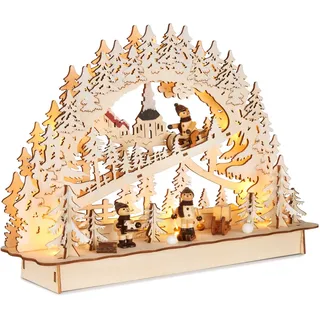 Brubaker Lichterbogen LED Schlittenfahrt im Wald 22 x 32 x 9 cm