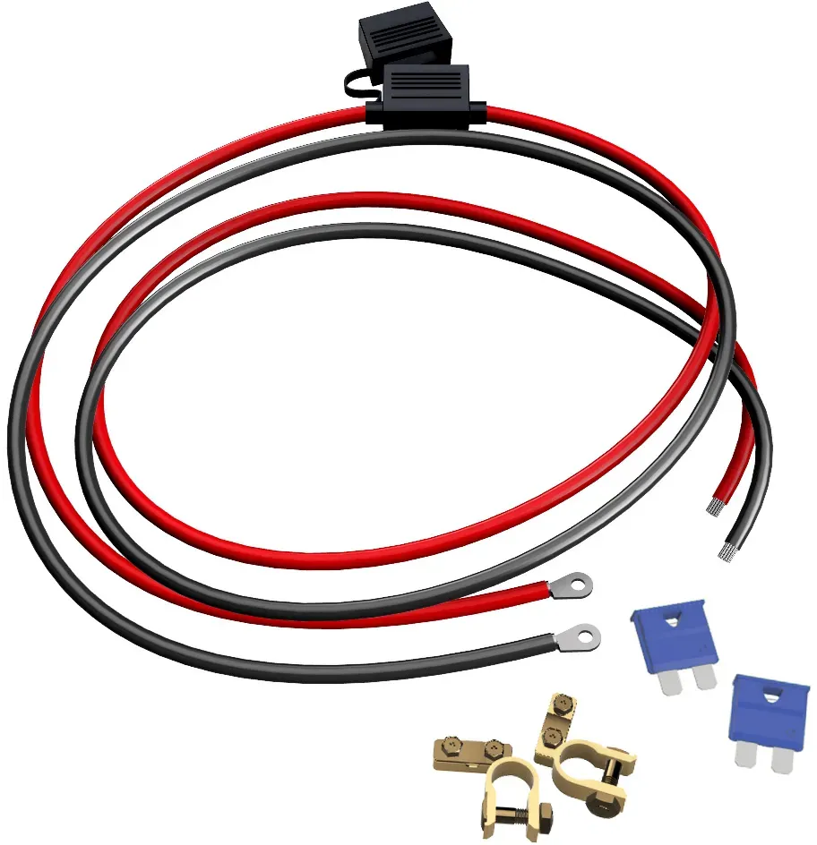 Offgridtec 1,5m 6mm2 Batteriekabel M8 mit Flachsicherungshalter, 15A Sicherung und Polklemmen