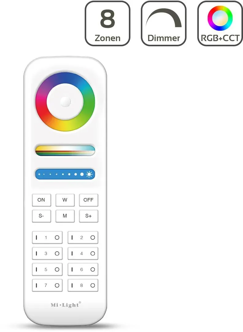 MiBoxer RGB+CCT Fernbedienung 8 Zonen Dimmen Schalten Farbsteuerung FUT089 - Far...