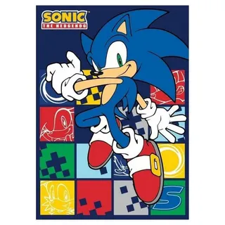 Wohndecke Sonic der Igel Blue Blur Fleecedecke 100x140cm, Sonic, Geschenkidee für Mädchen und Jungen blau