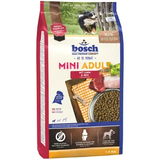 bosch HPC Mini Adult mit Lamm & Reis | Hundetrockenfutter für ausgewachsene Hunde kleiner Rassen (bis 15 kg) | 1 x 1 kg