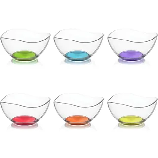 vienberg 6 Stück Glasschalen Bunt farbig 215ml | Müslischalen, Glas Schale, Salatschüssel, Dessertschalen Glasschüssel Organic Color, Bleifrei, Made in EU