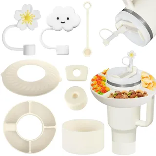 Sunshine smile 8 Stück Snackteller mit Deckel für Stanley Cup 40oz,Stanley Cup Snackschale, Zubehör Stanley Cup,Silikonhülle für Stanley Cup,Snackschale für Stanley Cup Zubehör,Snack Tray