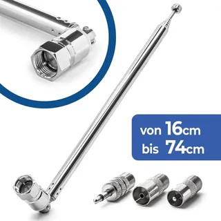 ADAPTER UNIVERSE 74cm Teleskop Antenne Ersatz F Stecker DAB UKW Radio FM AM Auto Audio