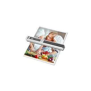 Tragbarer Scanner, Kabelloser Mobiler Dokumentenscanner, Handfotoscanner mit USB-Kabel, Visitenkarten- und Quittungsscanner für PC, Fotos, A4, Dokumente, Bilder, Bücher (Silver)
