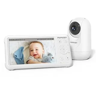 Momcozy BM01 1080p 5-Zoll-HD-Video-Babyphone mit Kamera, Wandhalterung, Nachtsicht, 5000-mAh-Akku, Zwei-Wege-Audio, Temperatursensor, Schlaflieder, Reichweite von 960 Fuß für frischgebackene Mütter