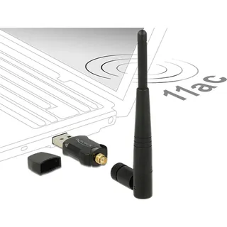 DeLock USB 2.0 Dualband WLAN ac/a/b/g/n Stick 433 + 150 Mbps m. externer Antenne
