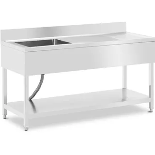 Royal Catering Spültisch - 1 Becken - Edelstahl - 160 x 60 cm -