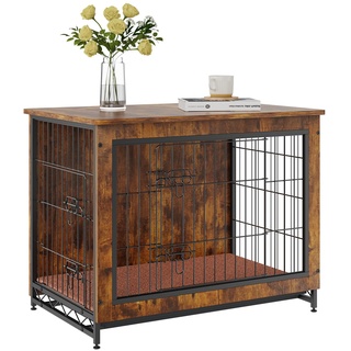 Vevor Hundekäfig 83x56x64cm Hundebox aus P2 und Q195 Vintage Beistelltisch Drahtkäfig Haustierkäfig mit 2 Türen, Auffangschale & Kissen Hundebox im Möbelstil Hundegitterbox