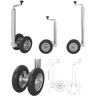 PRO PLUS Stützrad Zwillingsstützrad 48 mm mit PU-Reifen 550 x 770 mm