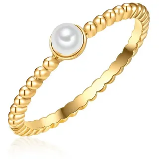 Lulu & Jane - Perlen-Ring Messing Muschelkernperle in Gelbgold Ringe Damen (29.99 € / )