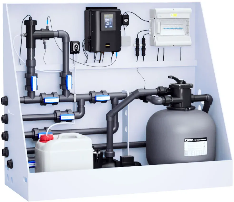 Pool-Technikwand SaltTec mit Salzwasserelektrolyse inkl. pH & Sandfilteranlage