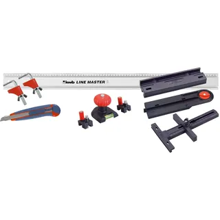 KWB LINE MASTER Präzisionslineal-Set, 800-mm Länge, Universal-Führungsschiene für Kreissäge, Stichsäge und Oberfräse, Lineal für Bastelarbeiten, Zuschnitte und große Zeichnungen, 10-teilig