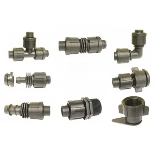 Verbinder Tape, Tape x Tape, Tape x 3/4" AG, Anfangsstück Tape x Flat Flachschlauch, Tape x PE Anschluss, Tape 16 mm, Tape 22 mm Fittings / Verbinder (Tape Verbinder  / Fittings für T-Tape, Aqutraxx usw.: Verbinder Tape 16 mm x Tape 16 mm , Tapeschlauch x Tapeschlauch)