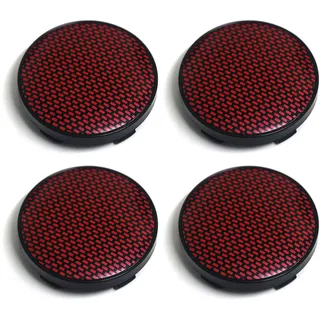 PTDecals 4X 60mm Nabendeckel Radnabenkappen Felgen mit Kohlefaser-Muster Raster-Aufkleber Aufkleber für Fahrzeug Auto Universal Radnabenabdeckung Abdeckungen (SCHWARZ ROT)