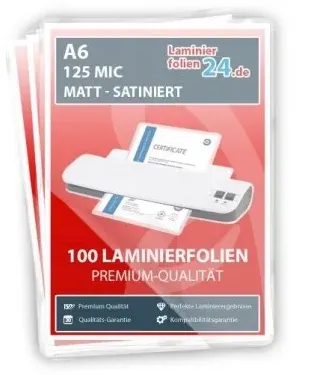 Laminierfolien A6, 2 x 125 Mic, matt