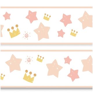 Bordüre 15cm x 200cm für Kinderzimmer Babyzimmer Dekor Aufkleber Wandbordüre selbstklebend Wandtattoo für Kinder Mädchen Junge Y033 (Prinzessin)