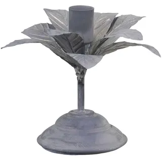 Chic Antique Kerzenständer mit Blüte, H13 x Ø14 cm, antique zink