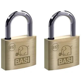 BASI Vorhängeschloss Vorhangschloss, (Spar-Set, 2-tlg), VS, 2er Set, Bügelschloss 40 mm mit Wasserstopp, Messing, 2 Schlüssel 4,0 cm