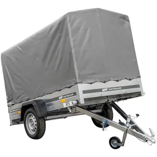 PKW Anhänger 230x125 Garden Trailer 230 Kipp Unitrailer 750 kg mit Stützrad, 110 cm hoher Plane und Hochspriegel