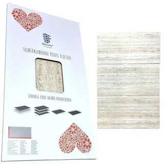 fliesana 3 Stk. SANDSTEIN/TRAVERTIN - Wasserdichte Klebefliesen für Bad & Küche - Modernes Design - Natursteineffekt – Küchenrückwand Fliesen überkleben