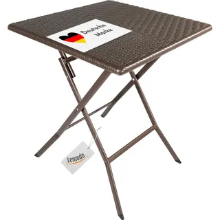 Lemodo Klapptisch in Rattan-Optik, braun, Balkontisch mit Tischplatte 62 x 62 cm (L x B) - Braun
