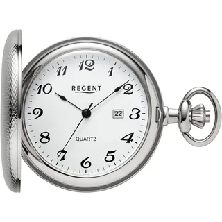 Regent Taschenuhr P739-19537749, (Set, 2-tlg., mit dazu passender Kette), Quarzuhr, Herrenuhr, Datum, Acrylglas, Geschenkidee silberfarben