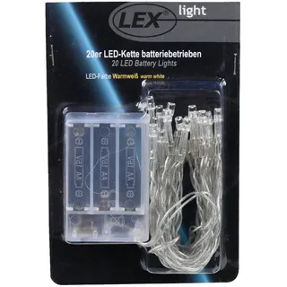 Lex Light LED Lichterkette Batterie 2,85m 20 LEDs warmweiß Innen - Transparent