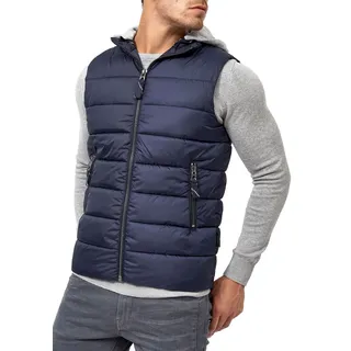 Steppweste INDICODE "Gibbs", Herren, Gr. L, blau (navy), Web, Obermaterial: 100% Polyester, unifarben, modisch, normal, Westen