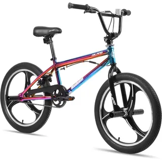 Hiland 20 Zoll 3 Speichen Kinder BMX Fahrrad für Jungen Mädchen ab 7-13 Jahre alt, 360 Grad Rotor Freestyle, 4 Pegs Kinder BMX Fahrrad, Regenbogen