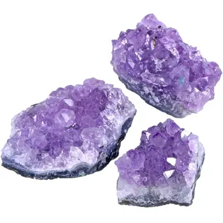 Amethyst Kristalle | 100% naturbelassene Drusenstücke | 3er Set