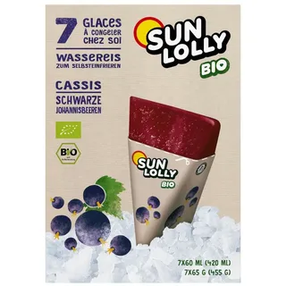sun-lolly Sun Lolly Bio Wassereis Schwarze Johannisbeere 7 Stk | Mit Fruchtsaft | Zum Selbsteinfrieren | Ohne künstliche Aromen | Frei von Süßungsmittel | Laktosefrei | Glutenfrei | Vegan | 7 x 60ml