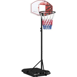 sportnow Basketballkorb mit Ständer, 179-209 cm höhenverstellbar Basketballständer mit Rollen, Basketballanlage Standfuß, Outdoor, Stahl, Mehrfarbig