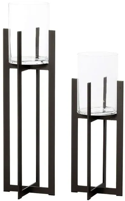 Windlicht Bolton - Elegantes Windlicht aus Eisen, schlichtes & warmes Design für...