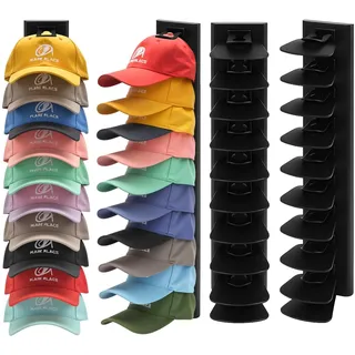 Cap Halter für Baseballkappen, 2 Stück Cap Halterung Wand Hält bis zu 40 Hüte, Stark Selbstklebende Kappenhalter Huthalter Hutständer Kappen Aufbewahrung und Display für Tür Schrank Schlafzimmer
